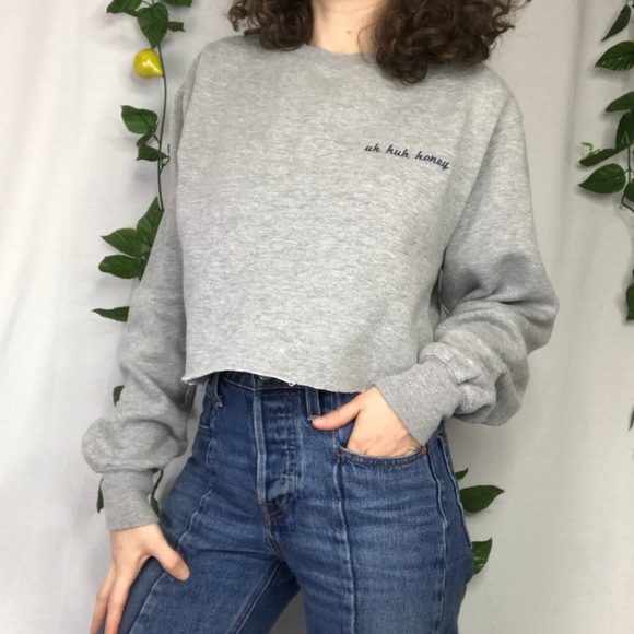 Brandy Melville Tops - Brandy Melville Cropped Uh Huh Honey Sweatshirt